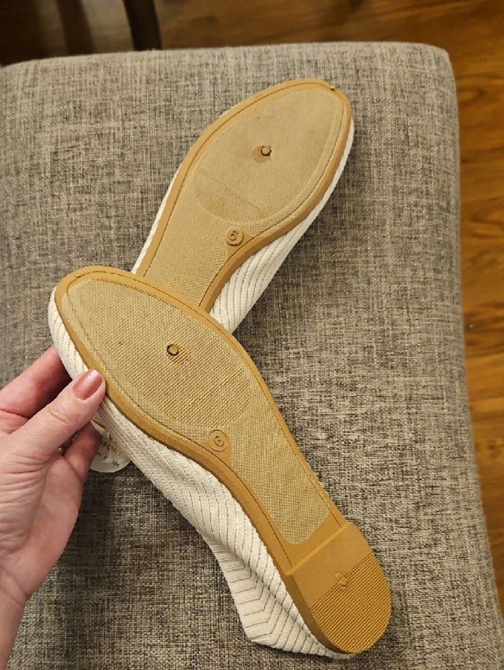Danskin Cream Ribbed Slip-On Loafers